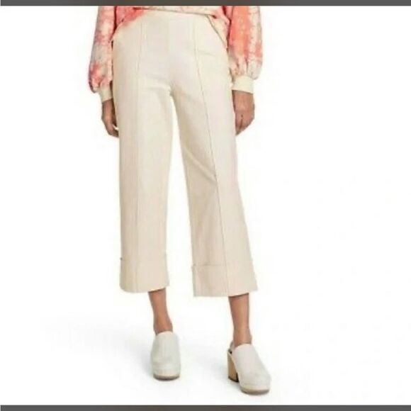 Rachel Comey x Target Wide Leg Cuffed Cropped Pant Ivory. Size 6. EUC! - Picture 1 of 5